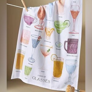 Anthropologie Types of Glasses Tea Towel New